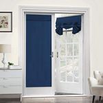 Turquoize Blackout Door Curtain 100% Blackout French Glass Door Curtain Self Stick Tie Up Shades Tricia Window Blinds Light Block Insulating Sidelight, W26 x L68-1 Panel, Navy