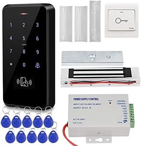 KDL - Sistema de control de acceso para puerta, controlador de teclado RFID impermeable IP68, alimentación DC12 V, cerradura magnética eléctrica 180 kg/350 lbs con soporte Z&L; proximidad 125 KHz para
