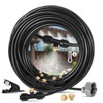 Misting Cooling System, Hose Misters for Outside Patio, 33FT (10M) Misting Line+8 Brass Misters+Metal Adapter(3/4"), Misting System for Cooling Backyard, Garden, Greenhouse, Gazebo, Sunshade