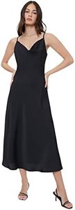 Floerns Women's Spaghetti Strap Cowl Neck Long Slip Satin Silk Midi Dress Black M