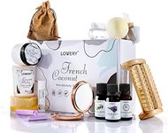 Birthday Bath Gift Set, 20pc French Coconut Aromatherapy Spa Gift Basket for Women & Men Self Care Package Spa Kit, Handmade Gift Box, Body Oils, Organic Lip Balm, Bath Bomb, Spa Gifts for Birthday