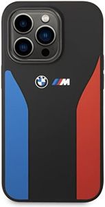 CG MOBILE BMW BMHCP15L22SCSK Coque de protection pour iPhone 15 Pro 6,1" Noir Silicone Blue & Red Stripes M Collection