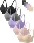 Angelhood Nursing Bra 5 Pack Womens Maternity Breastfeeding Seamless Wireless Sleep Bra with Extenders