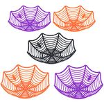 JOYIN 5 Halloween Spider Web Plastic Basket Bowls for Halloween Trick or Treat Hand Grabbing Candy Holder Bowls, Truck or Treat Spider Web Party Supplies Decoration