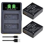 DuraPro 2Pcs DMW-BLE9 DMW-BLE9E DMW-BLG10 DMW-BLG10E Battery + Dual USB Charger for Panasonic Lumix DC LX100 II GX9 TZ200 TZ95 TZ90 DMW TZ100 TZ80 GF6 GX7 GX80 LX100 S6