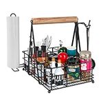 Grill Caddy with Paper Towel Holder, Picnic Caddy and Grill Utensil Grill Caddy for Outdoor Grill Camping for Blackstone BBQ, Picnics, Plates, Cutlery and BBQ Organizer for Camping Outdoor