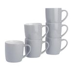 Argon Tableware Coloured Coffee Mugs - Grey - 350ml - Pack of 6 - Gloss Ceramic Stoneware Tea Mugs Latte Cappuccino Cups Hot Chocoloate Cups Colourful Mug Set with Handle