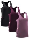 NELEUS Women's Racerback Yoga Workout Tank Top, 06# Black/Rosy Brown/Red,3 Pack, Medium