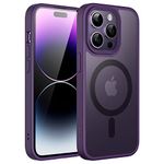 JETech Magnetic Case for iPhone 14 Pro Max 6.7-Inch Compatible with MagSafe, Translucent Matte Back Slim Shockproof Phone Cover (Deep Purple)