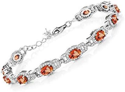 Gem Stone King 7-14 Cttw Oval Gemstone Birthstone Tennis Bracelet For Women | 925 Sterling Silver | Oval 6X4MM | 7 Inch With 1 Inch Extender | Fine Jewelry Gifts for Her Mom Women Wife