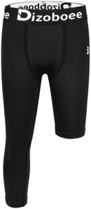 Dizoboee Youth Boys Compression Pants One Leg 3/4 Leggings for Sports Kids Basketball Tights, Black (Left Short), X-Small