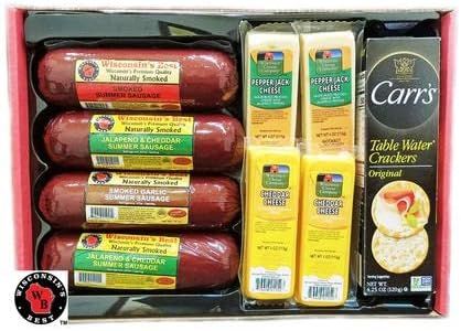 WISCONSIN'S BEST and WISCONSIN CHEESE COMPANY - Ultimate Mancave Cheese, Sausage & Cracker Gift Basket, Features 100% Wisconsin Cheese. Gift Box for Birthday Gifts, Thank You Gifts and Charcuterie Boards. Large Gourmet Gift Box Assortment. Great Gourmet Cheese & Meat Gift