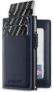 DUGRAFT Slim Card Holder for 10 Cards with Aluminum POP UP Credit Card Ejector RFID Blocking, ID Window and 4 Card Slots, Minimalist Front Pocket Wallet for Men, Blue