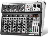 6 Channel Audio Interface Sound Board Mixing Console 16-Bit DSP DJ Mixer Audio Reverb Effect +48V Phantom Bluetooth Studio Audio Mixer For Karaoke Studio Streaming Recording