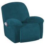 Velvet Plush Couch Cover for Recliner Couch Stretch Sofa Slipcover Featuring Plush Soft & Comfortable Fabric, Slip Resistant, Form Fit Stretch Furniture Protector (Recliner, Deep Teal)