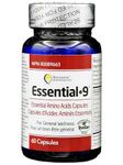 Vegan certified Essential 9 pure free-form amino acid capsules for immunity, muscle protection, wellness, and energy.