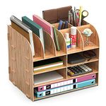 Lesfit Wooden Desk Tidy Organiser, Office Stationary Storage (34 * 28 * 25 cm)