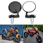 DREAMIZER Round Motorcycle 7/8" 22mm Bar End Mirrors, Motorcycle Rear View Mirror Replacement for Street Sport Bikes Cruiser