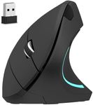 Delton Ergonomic Vertical Wireless Mouse, 2.4GHz USB Dongle, 6 Buttons, 3 Adjustable DPI Levels (800/1200/2400), AA Battery Operated, Compatible with PC, Laptop, Mac, Chromebook and More - Black