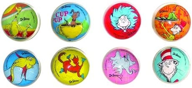 Raymond Geddes Dr. Seuss 32mm High Bounce Balls (Set of 100) - Assorted Small Bouncy Balls for Kids Party Favors – Novelty Toys