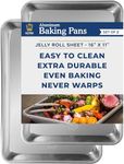 Jelly Roll Baking Sheet Pans - Professional Aluminum Cookie Sheet Set of 2 - Rimmed Baking Sheets for Baking and Roasting - Durable, Oven-safe, Non-toxic, Easy Clean, Commercial Quality - 16x11-inch