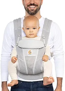 Ergobaby All Carry Positions Breathable Mesh Baby Carrier with Enhanced Lumbar Support & Airflow (7-45 Lb), Omni Breeze, Pearl Grey