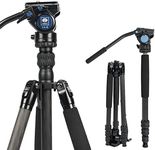 Sirui 2-in-1 Traveler Series Carbon Fiber Video Tripod with VA-5 Fluid Head for Cameras, Monopod Conversion, 30.9lbs Load Capacity, 62.6Inch, 360°Panning Base, 1/4" and 3/8" Screws (Carbon Fiber VC)