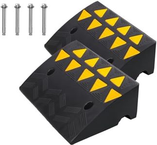 Pyle Car Vehicle Curbside Driveway Ramp - 2PC Heavy Duty Rubber Threshold Bridge Track Curb Ramp, for Loading Dock, Garage, Sidewalk, Truck, Scooter, Bike, Motorcycle, Wheelchair Mobility PCRBDR45