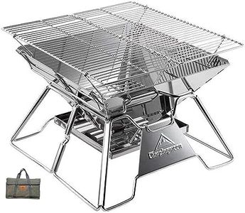 CAMPINGMOON Portable Campfire BBQ Grill 14 Inch Stainless Steel Folding Fire Pit Wood Burning Adjustable Height Outdoor Cooking RV Camping Carry Bag MT-2