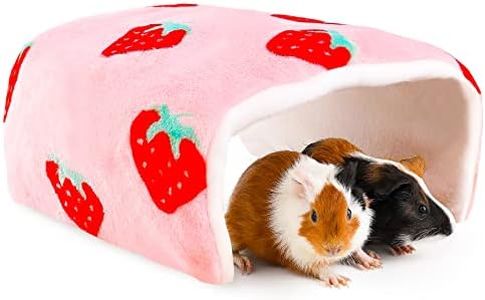 ONEJU Guinea Pig Hideout, Hideout for Guinea Pig, Guinea Pig Hideouts, Guinea Pig Tunnel, Guinea Pig Cage Accessories for Guinea Pig, Bunny, Hamster, Chinchilla, Rabbit - Strawberry Pattern