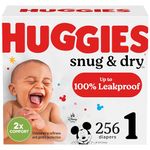 Huggies Snug & Dry Baby Diapers, Size 1, 256 Count, One Month Supply