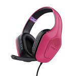 Trust Gaming GXT 415P Zirox Lightweight Gaming Headset with 50mm Drivers for PC, Xbox, PS4, PS5, Switch, Mobile, 3.5 mm Jack, 2m Cable, Foldaway Microphone, Over-Ear Wired Headphones - Pink