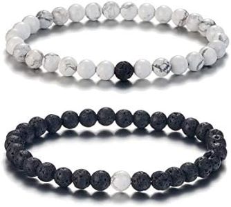 SOFTONES 6MM Lava Rock Aromatherapy Anxiety Essential Oil Diffuser Beads Bracelet for Women Men,Friendship Couples Gifts Natural Stone Bracelets