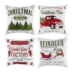 DII Throw Pillow Cover Collection Decorative Square, 18x18, Christmas Prints 4 Piece