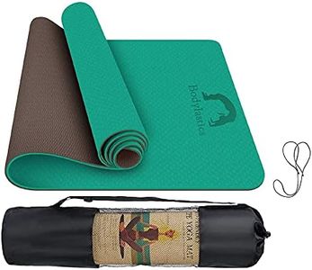 Bodylastics Yoga Mat for Men and Women with Carry Bag TPE 6ft x 2ft x 6mm Large Size Anti Slip & Anti Tear Workout Mat (Green/Black Mat Only)