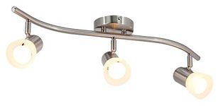 XiNBEi Lighting Track Lighting, 3 Light Wave Track Light with Glass Modern Ceiling Light Bar Brushed Nickel for Kitchen & Dining Room XB-TR1238-3-BN