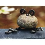 Ancient Graffiti Critters Mini Frog Natural River Stone with Wire