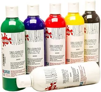 Scola Textile Fabric Paint, 6 Assorted Colours, 300 ml Bottles, School Supplies, Art and Crafts Projects, Children's Craft Projects, Ideal for Kids