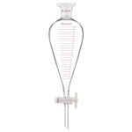 stonylab Graduated Separatory Funnel, Heavy Wall Pear-Shaped Conical Borosilicate Glass Separating Funnel with PTFE Stopcock and Plastic Top Stopper, 500 ml