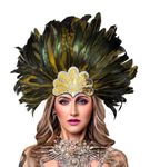 HOMELEX Women's Black Feather Headpiece Carnival Caribbean Headdress Showgirl Accessories