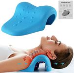 Neck and Shoulder Relaxer,Neck Stretcher for Pain Relief, Cervical Traction Device for TMJ Pain Relief and Cervical Spine Alignment, Chiropractic Pillowwith Massage Point(Blue)