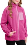 DOKOTOO KIDS Jacket for Girls Cute Fall Winter Full Zip Fuzzy Lightweight Jackets Soft Fleece Sherpa Outwear Rose Red 12-13 Years