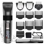 Hatteker Hair Clippers for Men Cordless Hair Cutting Kit Waterproof Beard Trimmer Adjustable Speeds 15-Pieces Hair Trimmer USB Rechargeable, Battery Powered