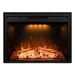 Dreamflame 30 inch Wide Electric Fireplace, Wall Fireplace Electric with Remote Control, Realistic Log and Crackling Sound, Overheating Protection and Timer,750/1500W Black