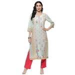 BIBA Women's Printed Straight Kurta Mix and Match(Assorted20622_Mint_38) - Cotton