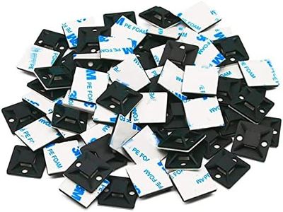 Auto Adhésif 50 Pièces Noir Embases Adhesive pour Attache de Cable, Base de Serre-câble de auto-adhésives(18.5 mm x 18.5 mm), Embase pour Collier de Serrage, Support de Serre Câble Plastique