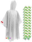 Hitituto Rain Ponchos Family Pack – Disposable Waterproof Poncho with Drawstring Hood, Lightweight & Breathable, Clear & Assorted Colors – Emergency Raincoat for Travel, Theme Parks, Concerts
