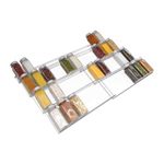 Inllex Spice Drawer Organizer, Spice Rack Tray Acrylic Drawer Organizer for Kitchen,Adjustable Expandable Spice Rack Tray Insert 4 Tiers, Adjustable Spice Rack for Cabinets