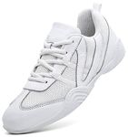 DADAWEN Cheer Shoes for Girls White Cheerleading Shoes Athletic Training Tennis Walking Sneakers for Women White US Size 10/EU Size 42