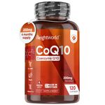 CoQ10 Supplement 200mg - 120 Co Enzyme Q10 High Strength Capsules - 4 Months Supply - Q10 Coenzyme Naturally Fermented & Lab Tested Ubiquinone - High Absorption CoQ10 Supplements